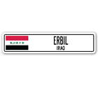 ERBIL IRAQ Znak uliczny Flaga Iraku Miasto Wiejska Droga Ściana Prezent