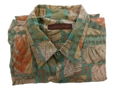 Camisa De Colección Tori Richard Honolulu Hombres XL Manga Corta Botones Floral/Paisley Foto 1 de 4