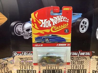 HOT WHEELS CLASSICS SERIES 2 #18 3-WINDOW '34 Olive LR R1 - Image 1 of 4