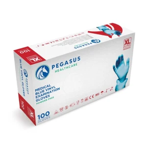 Pegasus Healthcare Blue Disposable Vinyl Medical Examination Gloves Powder & Lat - Picture 1 of 12