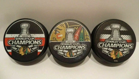 2010, 2013 & 2015 Chicago Blackhawks Stanley Cup Champions Puck  NHL NEW! Cover