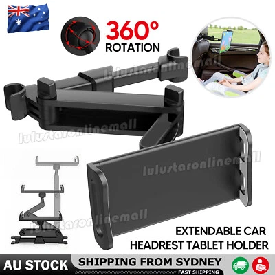 Extendable Car Back Seat Headrest Long Mount Holder iPad Tablet Rotate AU - image 1 of 4