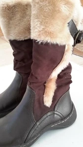 Wear Ever Womens 6.5 Winter Warmer Mid Calf Snow Fur Lined Boots Zipper Closure - Picture 1 of 12
