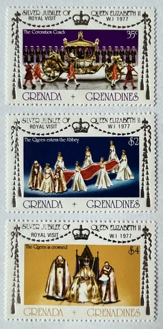 1977 GRENADA GRENADINES MNH STAMPS SET #205a-207a ROYAL VISIT QUEEN ELIZABETH II Cover