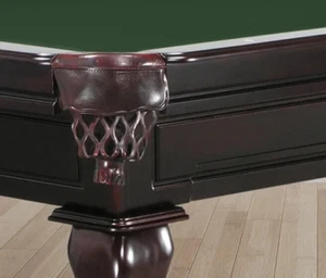 The Level Best Leather Professional Grade Pool Table Pockets, Cordovan Shield - Picture 1 of 5
