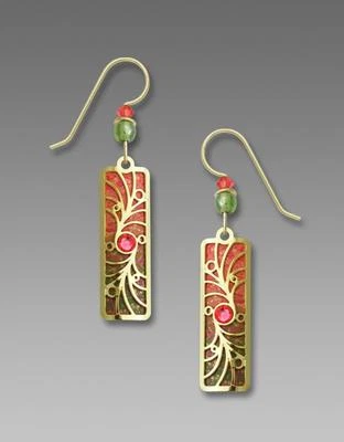 Adajio Earrings Pink Melon and Olive Column with Gold Plated Overlay and Beads - Image 1 of 4