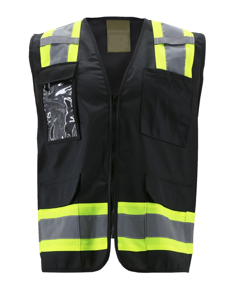 Men's High Visibility Zipper Reflective Class 2 Type R Safety Neon Work Vest - Image 1 of 1