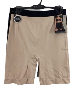 Delta Burke Intimates 2 Pair Long Length Slip Shorts BEIGE BLACK GREY NWT DB8792 - Picture 1 of 6