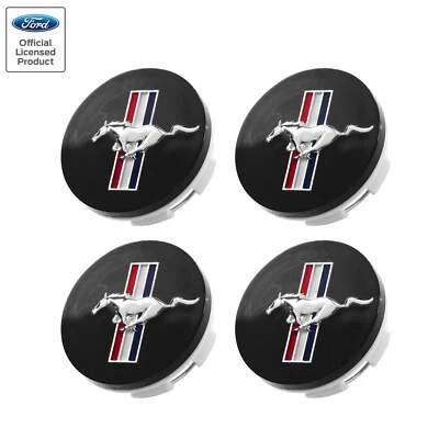1994-2004 Ford Mustang 2.5" Tribar Running Horse Wheel Center Caps - Set of 4 - Image 1 of 4