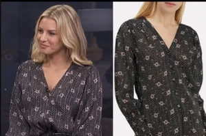 Blusa Verónica Barba Top Talla 6 Maree Manga Larga Con Botones Estampado Negro - Imagen 1 de 2