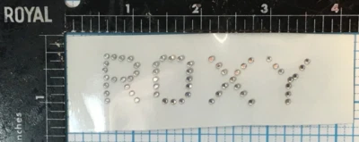 VINTAGE ROXY SNOWBOARDS ADVERTISING PROMO 3" STICK ON RHINESTONE APPLIQUE PATCH - Image 1 of 2