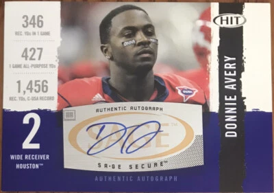 2008 SAGE HIT Autographs Donnie Avery #A98 Houston Cougars - Image 1 of 3