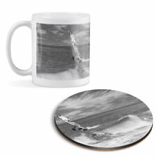 Mug & Round Coaster Set - BW - Windsurfer Surfing Waves Ocean Sea   #40842