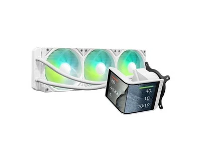 TRYX Panorama SE 360 ARGB White 360mm AIO Rotatable 6.5'' AMOLED Curved Screen 3 - Image 1 of 4