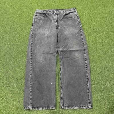 Pantalones de mezclilla negros vintage años 90 Y2K Levi’s 505 corte regular talla 32x25 grunge descoloridos usados Foto 1 de 4