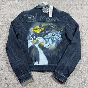NWT Lot 29 Punk Grunge Y2K 2000’s Skater Looney Tunes Navy Denim Jean Jacke - Picture 1 of 5