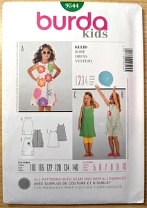 Burda Kids 9544 Sz 5-10 Girls Semi Fit Close Fit Dress Cute Easy Uncut - Picture 1 of 3