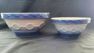 2 Antique Blue & White Salt Glaze stoneware bowl, Wedding ring, late 1800 - Picture 1 of 24