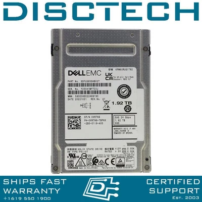 Dell VRTN9 / KIOXIA Toshiba KPM6XRUG1T92 1.92TB 2.5" 24Gbps RI SAS SSD - Image 1 of 3