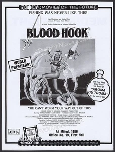 BLOOD HOOK - Original 1986 Trade AD / poster _ TROMA fishing horror - Picture 1 of 1