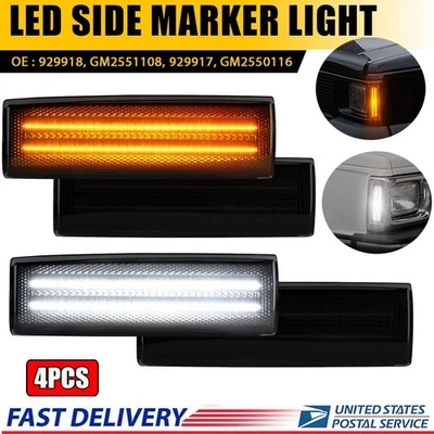 4xSmoked Amber White LED Front Side Marker Light For Chevrolet S10 GMC Jimmy S15 Foto 1 de 4