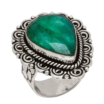 Joyería de plata hecha a mano con piedras preciosas de cuarzo esmeralda "8" Foto 1 de 4