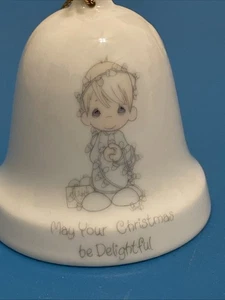 1985 PRECIOUS MOMENTS 3" May Your Christmas Be Delightful Bell Ornament. No Box - Bild 1 von 5