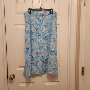 Christopher & Banks Blue Button Down Beatiful Skirt 14P Coastal Beach VTG Y2K 90 - Picture 1 of 8