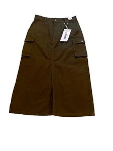 Simple Society Women’s Cargo Skirt Olive Green Slit MIdi Skirt Size Medium NWT  - Picture 1 of 14