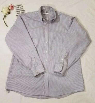 Geoffrey Beene Men's 16.5 34/35 Wrinkle Free Blue and White Pin Stripe Shirt - Image 1 of 4