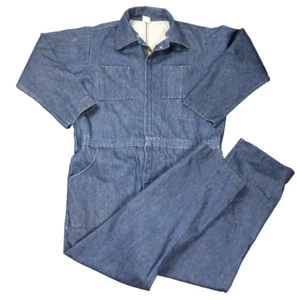 Wolf Mfg Freeze-Proof Insulated Denim Coveralls Workwear 2-Way-Zip Blue XL - Picture 1 of 24