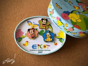 2007 Epcot Flower Garden Festival Limited Edition LE Cutie Pin Set Mickey Minnie - Picture 1 of 6