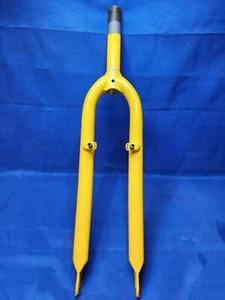 NOS Vintage 90s Direct Drive MTB Yellow Fork 26" 1 1/8 " Threaded 145mm Chromoly - Picture 1 of 10