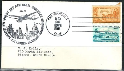 US Year of 1959 San Francisco to Baltimore First Jet service Cover, (used). - Image 1 of 2