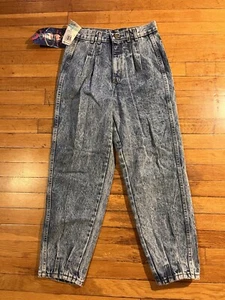 VINTAGE 80s Chic Regal High Waist Mom Jeans Junior 11 Petite Blue Acid Wash USA - Picture 1 of 15