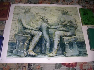 Henry Moore Family Group 1960s Lithograph.22" x 28" Not Hand Signed.See picture - Picture 1 of 12