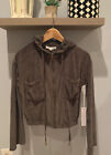 Young Fabulous & Broke Zip Up Olive Green Cropped Hoodie Terry Cloth - Sz XS-NWT