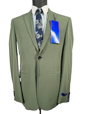 NEW PERRY ELLIS Mens Green EXTRA SLIM FIT STRETCH Sport Coat Blazer Jacket 38R - Image 1 of 4