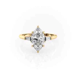 1.30 Ct IGI GIA Lab Grown Diamond Engagement Ring Marquise Cut 14K Yellow Gold - Picture 1 of 9