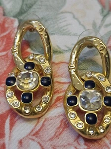 Authentic CHANEL Earring Crystal Coco Letter ~ MINT - Picture 1 of 19