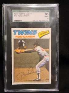 1977 Topps Cloth Sticker #10 Rod Carew SGC 9 Mint HOFer MVP Year - Picture 1 of 2