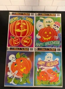 4 Vintage Halloween Glow in The Dark Color Clings Window Decorations NOS Ghosts - Picture 1 of 5