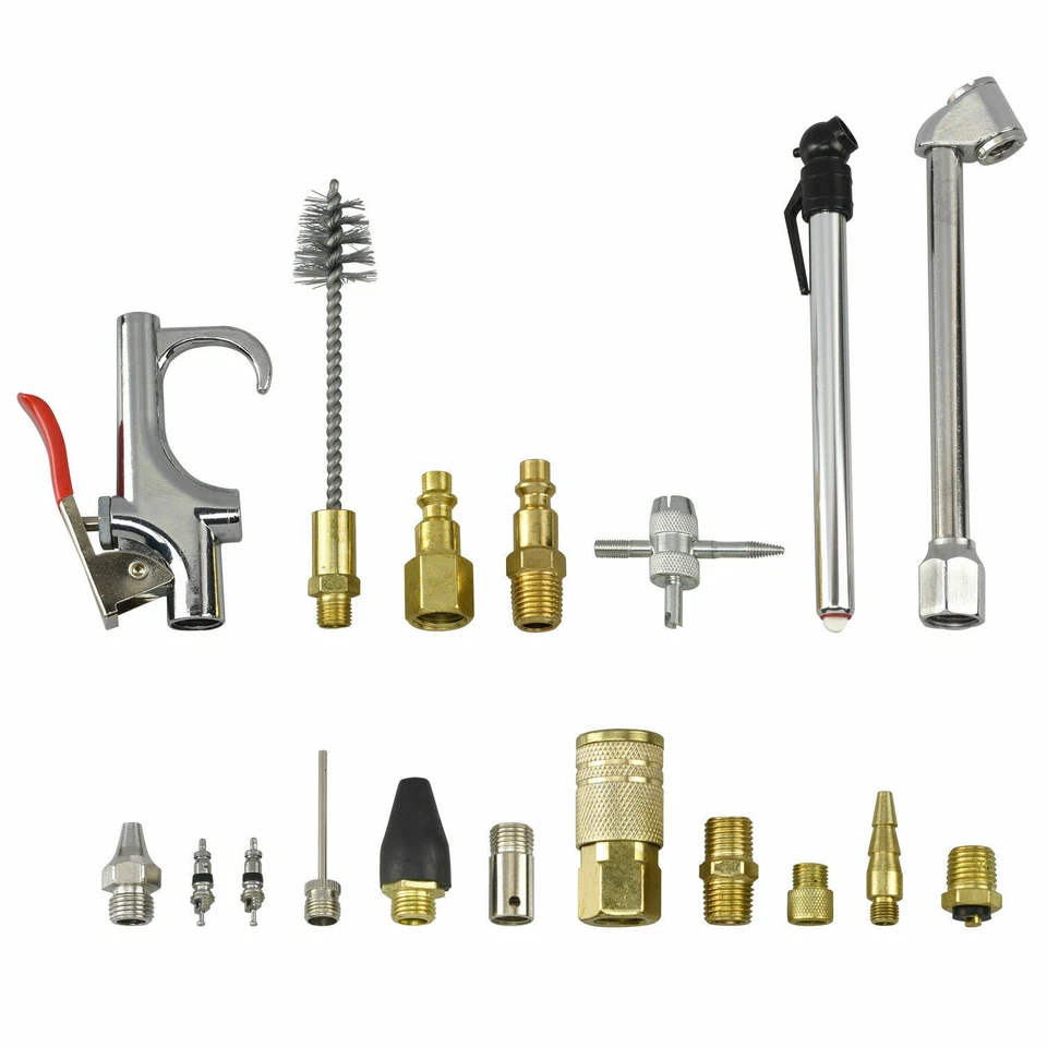 18pc Accessory Kit for Air Tools Brass 1/4NPT Fittings Adaptor Connector Chuck  - Image 1 of 1