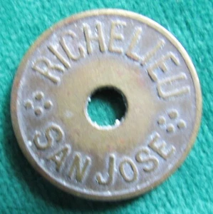 early 1900's San Jose CALIFORNIA saloon token  Good for 5c in trade  Richelieu - Picture 1 of 4
