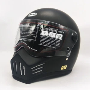 Full face motorcycle helmet with black+clear mask vintage custom - Picture 1 of 16