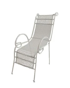 Dolls House White Wrought Iron Sun Chair Miniature Garden Patio Furniture - Picture 1 of 8