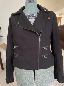 Banana Republic 14 Cropped Moto Jacket Black NWT! 672193 - Picture 1 of 6