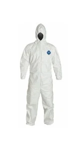 Dupont Ty127swhlg0025vp Hooded Disposable Coveralls, White, Tyvek(R) 400, Zipper - Picture 1 of 2