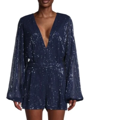 Mameluco Ramy Brook Emily Lentejuelas Nuevo con Etiquetas $595 Talla 8 Azul Marino Foto 1 de 3