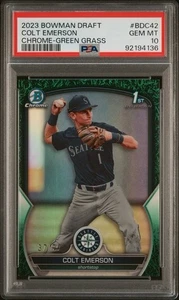 2023 Bowman Draft Colt Emerson Green Grass Chrome /99 PSA 10 - Picture 1 of 2